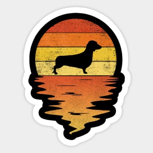 Dachshund Retro Vintage Sunset Sticker